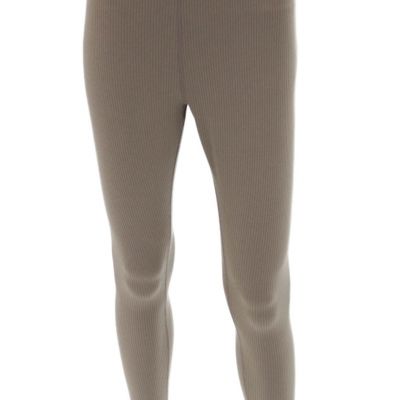 Alo Yoga Womens Ribbed Pull On High Rise Leggings Beige Size Medium