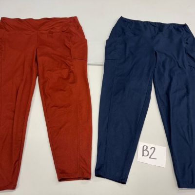 Zenana Leggings Size 3X Lot Of Two Blue Orange Red Soft Lounge Comfortable Cute