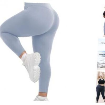 Leggings for Women Plus Size, High Waist Buttery Soft XX-Large Light Blue