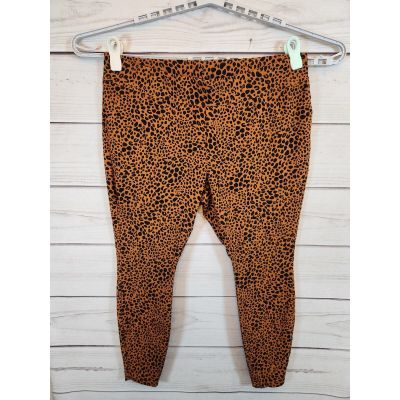 Lands End Women's Brown Black Leopard Stretch Mid Rise Cropped Legging Size 2X