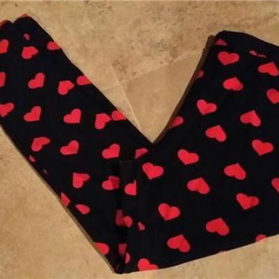 NWT CHANCES R PLUS ULTRA SOFT VALENTINES DAY HEARTS STRETCH LEGGINGS BLACK SZ 1X