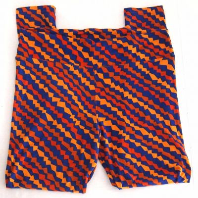 LuLaRoe Womens Leggings Tall & Curvy Knit Blue Orange Wavy Striped Geometric