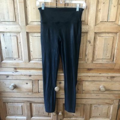 Spanx Small Black Shiny Ankle Length Leggings