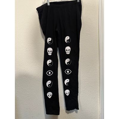 Blackheart Yin-Yang Skull & Alien Head Leggings SZ 2