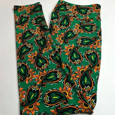 NEW LuLaRoe TC Leggings GREEN YELLOW BLACK WHITE Paisley PATRICK Scroll Flower