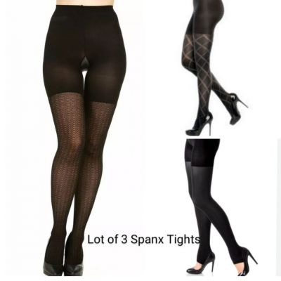 Lot of 3 Spanx Shaping Tights Convertible Charcoal Flipside Diamond Wishbone 2/B