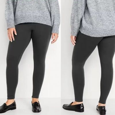 Old Navy Women's High Rise Fleece-Lined Gray Leggings Size 3X New