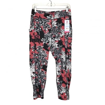 Pop Fit Womens Floral Leggings Size XL Pockets Polka Dots Yoga Workouts