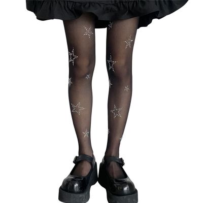 Nightclub Pantyhose High-waist Slimming Leg Women Shining Star Print Tights Sexy