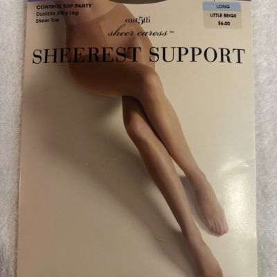 JC Penney East 5th  Caress Sheerest  Support Control Top Pantyhose Long Beige