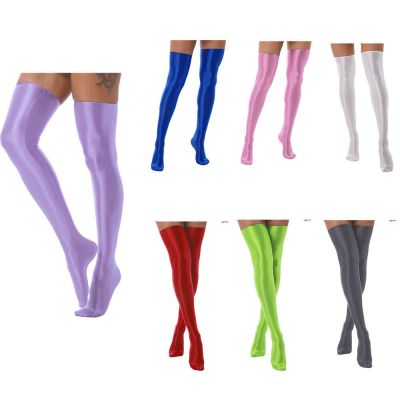 Women Stockings Glossy Thigh High Sheer Pantyhose Shiny Oil Stockings Hosiery