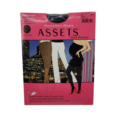 Spanx Assets Marvelous Mama Supportive Maternity Tights Sz 1 Opaque Stripe Black