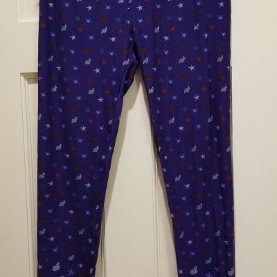 Lularoe Leggings OS, American Dream Americana Rose Star, Unicorn, Dipped, New