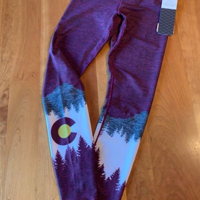 Colorado Threads Leggings Purple/White Mountain W Medium Yoga/exercise New w/Tag