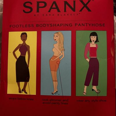 Spanx By Sara Blakey Footless Control Top Size E Black Bodyshaping Pantyhose