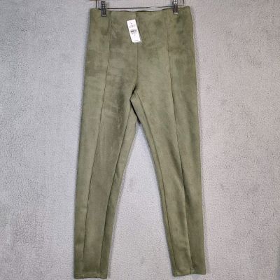 Loft Leggings Women's Small Green Faux Suede Stretch Skinny Leg Ankle Pants NWT