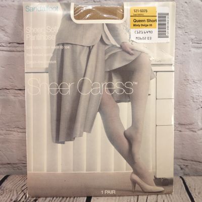 Sheer Caress Size Queen Short Misty Beige Sheer Soft Pantyhose