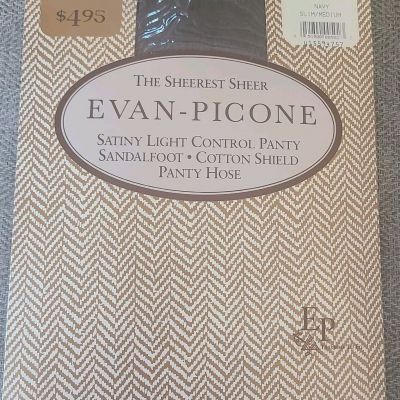 Evan-Picone Panty Hose Navy Slim/Med Satiny Light Control Panty Sandalfoot