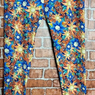 LuLaRoe Women's Floral Paisley Elastic Waist Leggings Size T/C Tall Curvy