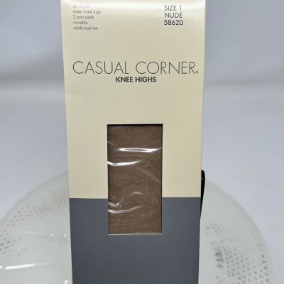 Casual Corner Sheer Knee Highs Size 1(Small) Nude Color New!