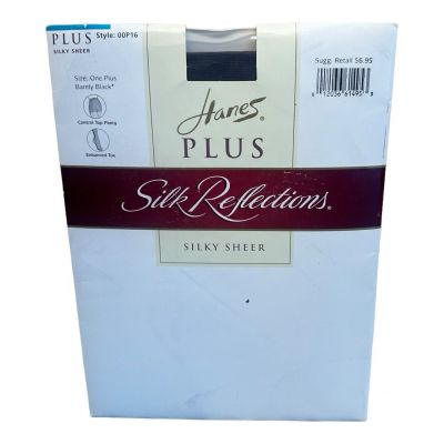 Hanes Silk Reflections Control Top Pantyhose One Plus Barely Black 00P16