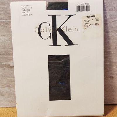 VINTAGE Calvin Klein Very Sheer Control Top Size 2 Pantyhose Style 800 Black NEW