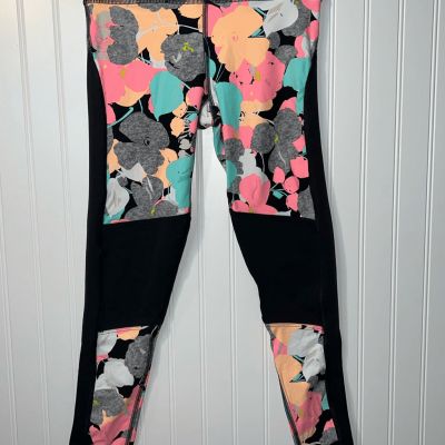 TRINA TURK Recreation Leggings Women’s Small Black / Orange Floral Athleisure