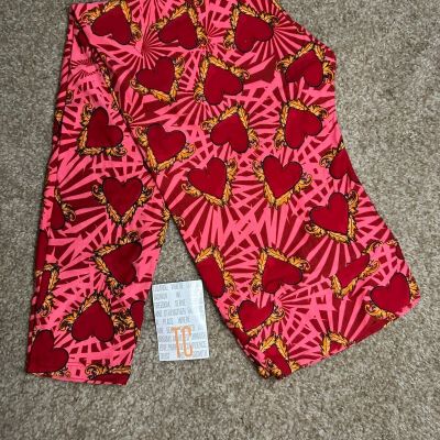 Lularoe Leggings Tall & Curvy Valentine's Day Red Hearts with Feathers