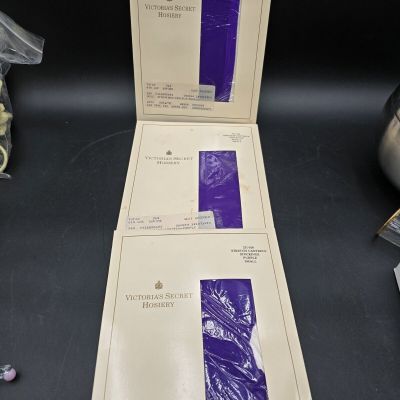 3 PC Vintage Victoria Secret Purple Stretch Cantrece Stockings Small
