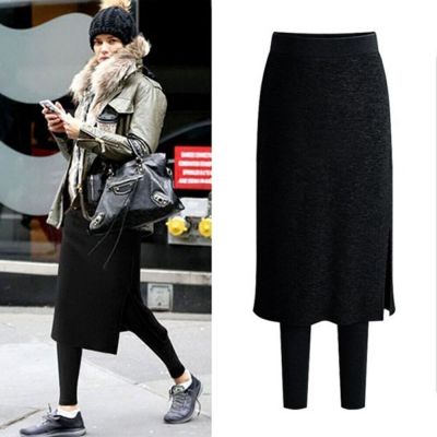 Slim Fit Fake Skirt Thickened Long Pants Fashion Women Leggings