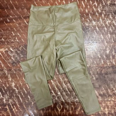 RAG & BONE Faux Leather Skinny Leggings Size 0 Stretch High-Rise Olive Green