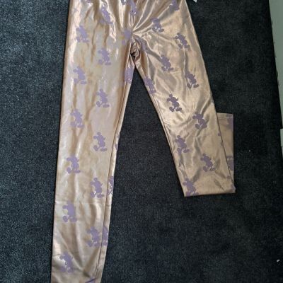 Disney Parks Pink Rose Gold Iridescent Mickey Mouse Icon Leggings Size XS  NWT