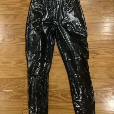 SPANX Faux Patent Leather Liquid Gloss Legging Deep Green-LARGE