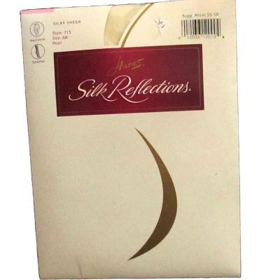 AB Sheer Pantyhose  HANES SILK REFLECTIONS SILKY 2000 Sz AB #715 PEARL