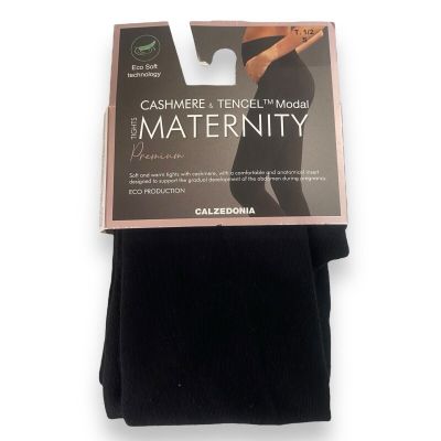 Calzedonia Cashmere Blend Black Opaque Maternity Tights Full Toe Size S