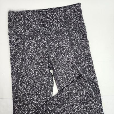 Athleta Salutation Stash Pocket Leggings Size S Pebble Grey Print Workout Bottom