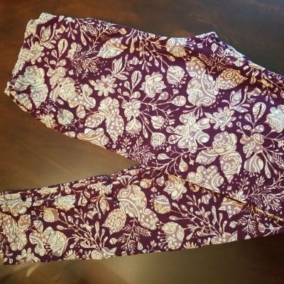 LuLaRoe Leggings OS, Wine/ Burgundy Floral Paisley Abstract, NWT