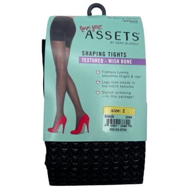 Love Your Assets Sara Blakely Shaping Tights Textured Wishbone Black 2049 Size 2