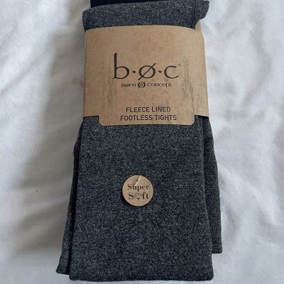 Born Fleece Lined Footless Tights Black & Gray 2 pack Super Soft S/M NWT