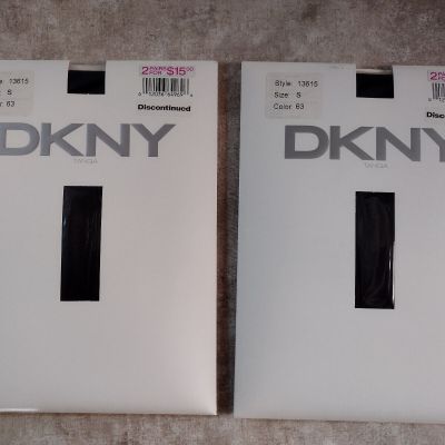 DKNY Tanga Top Pantyhose - Off Black - Size: Small/Petite - 2 Pairs - Sexy!