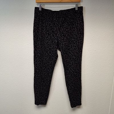 Style & Co Slim Rayon Legging Mid Rise Stretch Leopard Black Gray Women's Size L