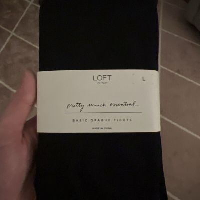 LOFT Black Opaque Tights L NWT