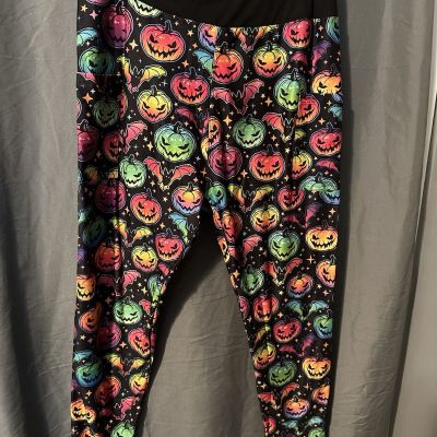 Bright and Colorful Halloween Pumpkin Leggings Size TC (12-20)