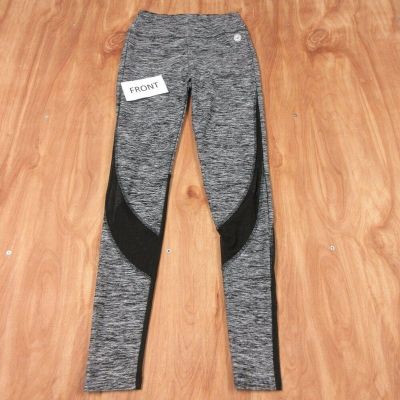 HOLLISTER Cali Sport Leggings Sz XS Workout Gym Gray Heather Sheer Black Panels