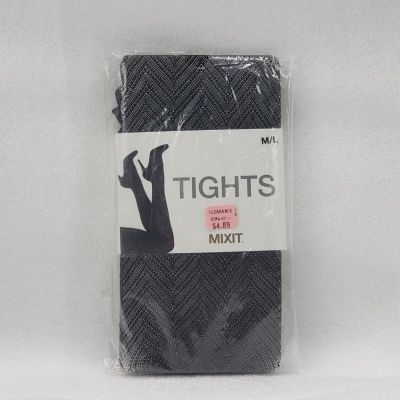 MIXIT Womens Tights Pantyhose Black Chevron Sz Medium/Large NOS Sealed