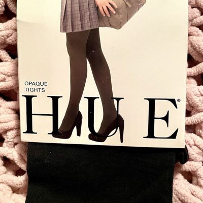 HUE Black Opaque Non-Control Top Tights Size 2 Ht 5'5-6