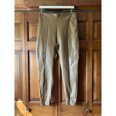 NWT Abercrombie & Fitch Women's High Waist Faux Leather Legging Camel Size L