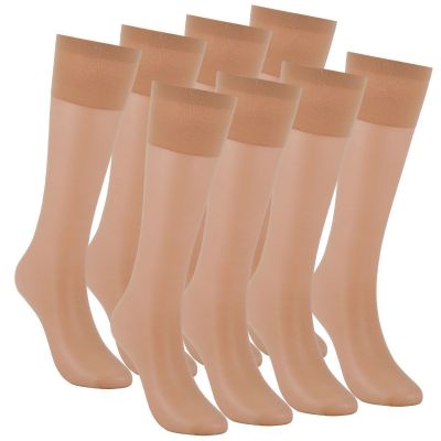 4/8 Pairs Women Knee Nylon Hose Socks Jet Black Stretchy Sheers Stockings US