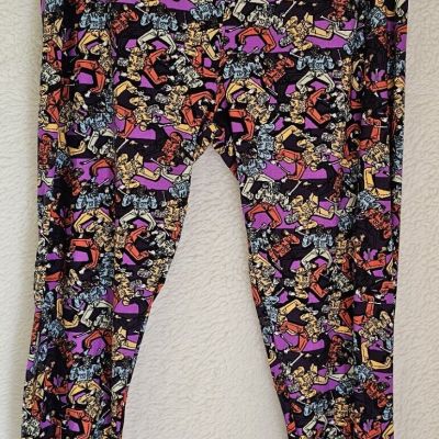 Womens Leggings Pants Size Tall & Curvy LuLaRoe Multicolor Cartoon Sueded NEW