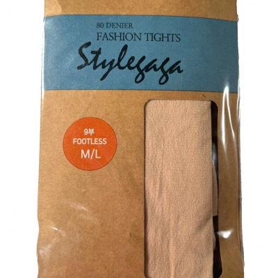 Stylegaga Footless Fashion Tights, Beige Size M/L 80 Denier Brand New